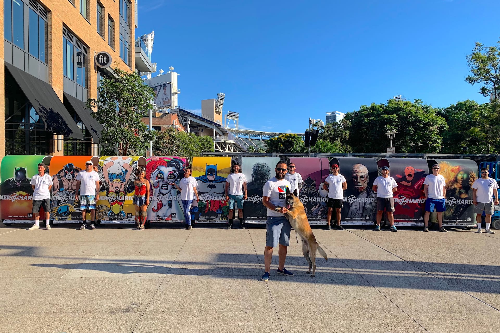 VIP Outdoor Media pedicab fleet and crew near Petco Park at San Diego Comic-Con