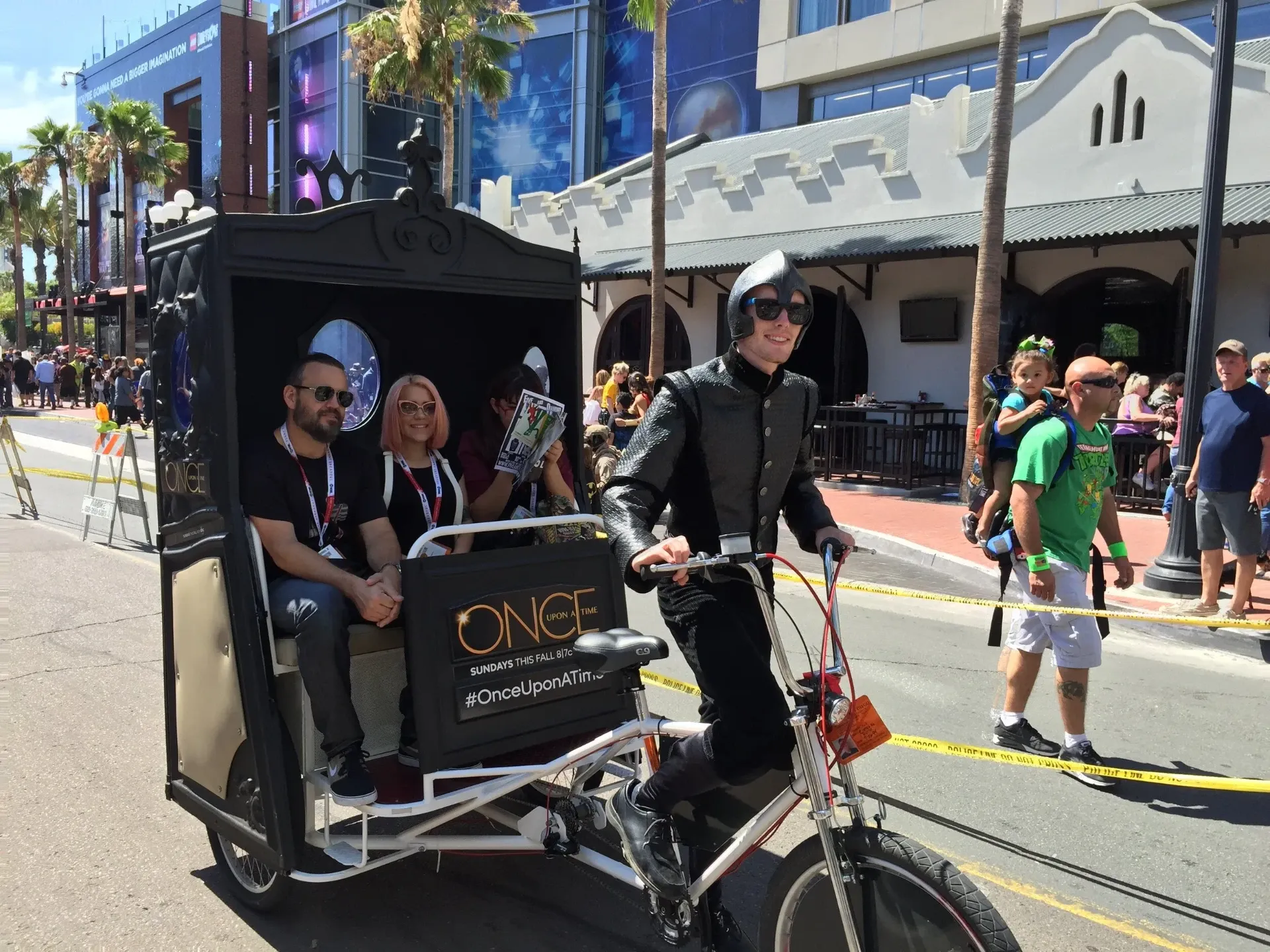 Once Upon a Time pedicab cosplay knight driver at Comic-Con
