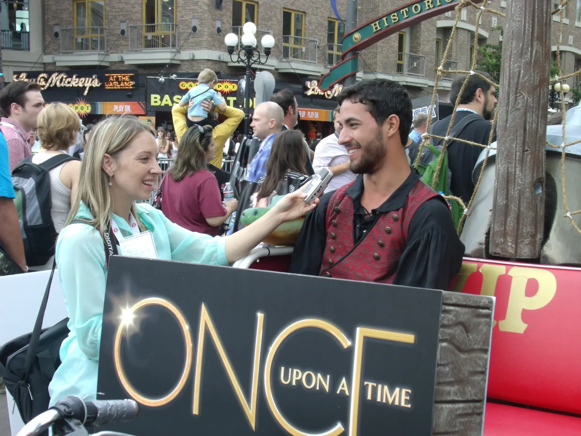 Once Upon a Time pedicab media interview at Gaslamp Comic-Con