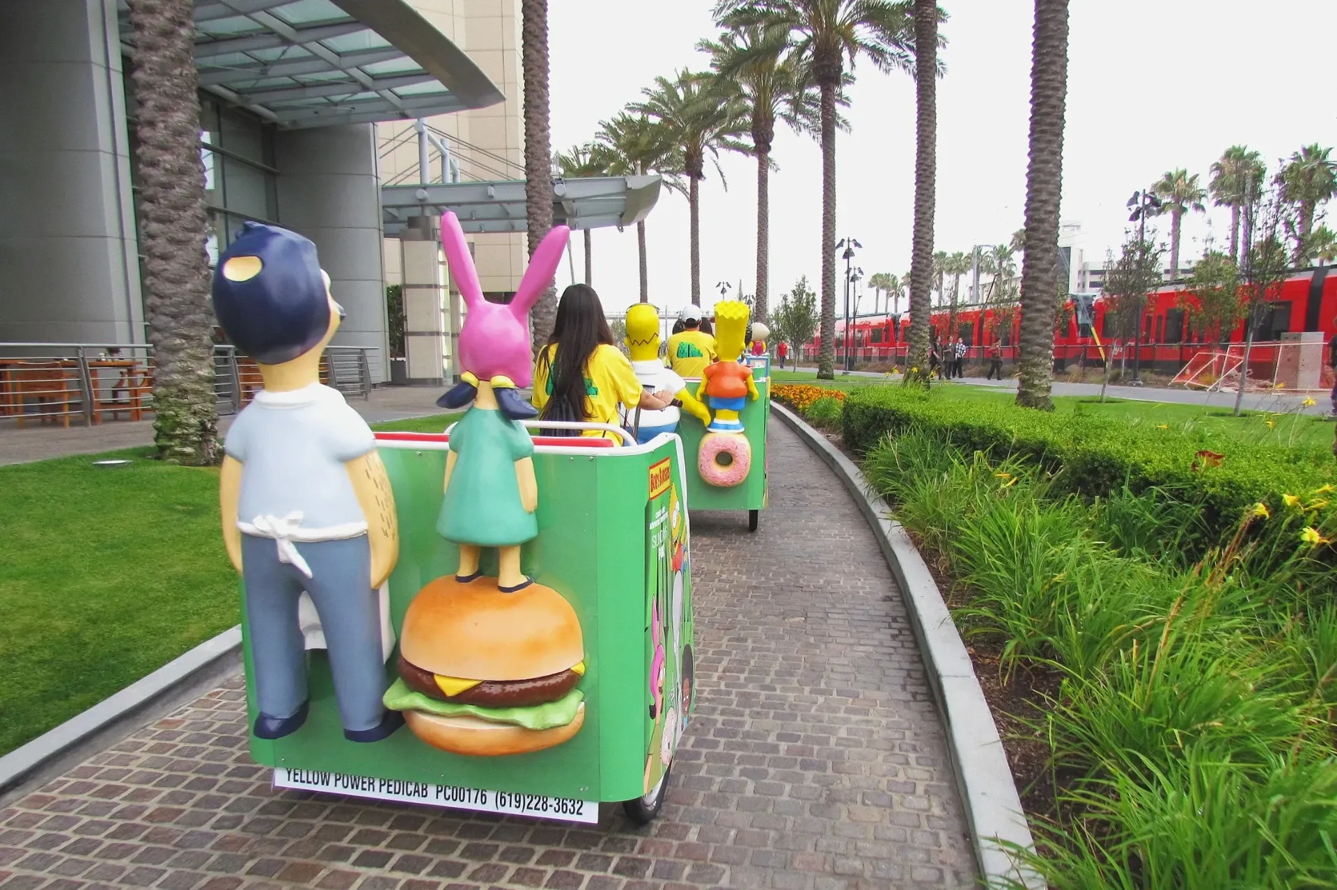 Simpsons and Bob's Burgers pedicab fleet at Convention Center Comic-Con