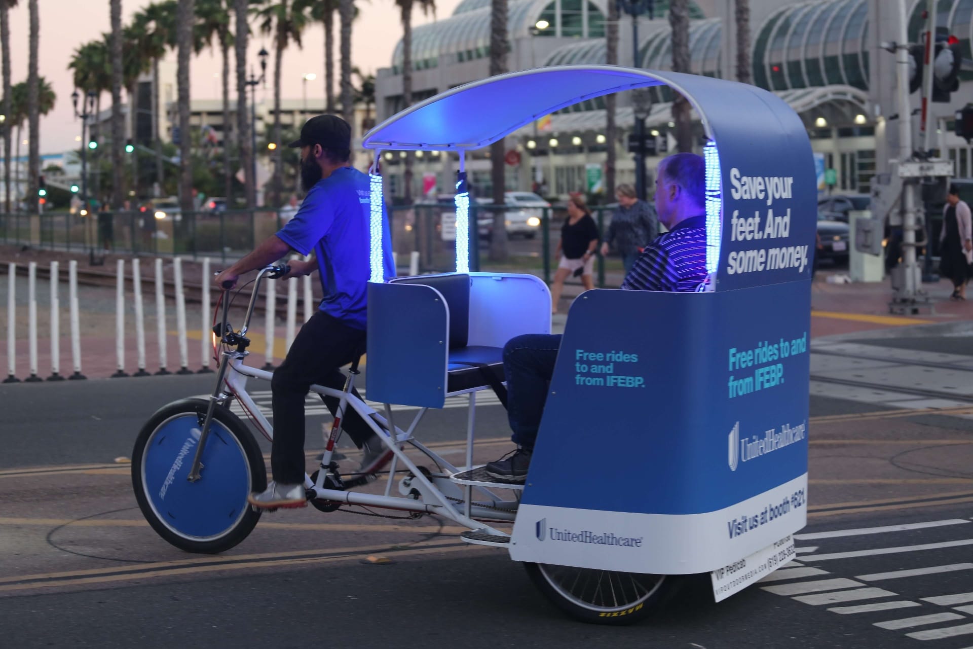 UnitedHealthcare pedicab LED lights night