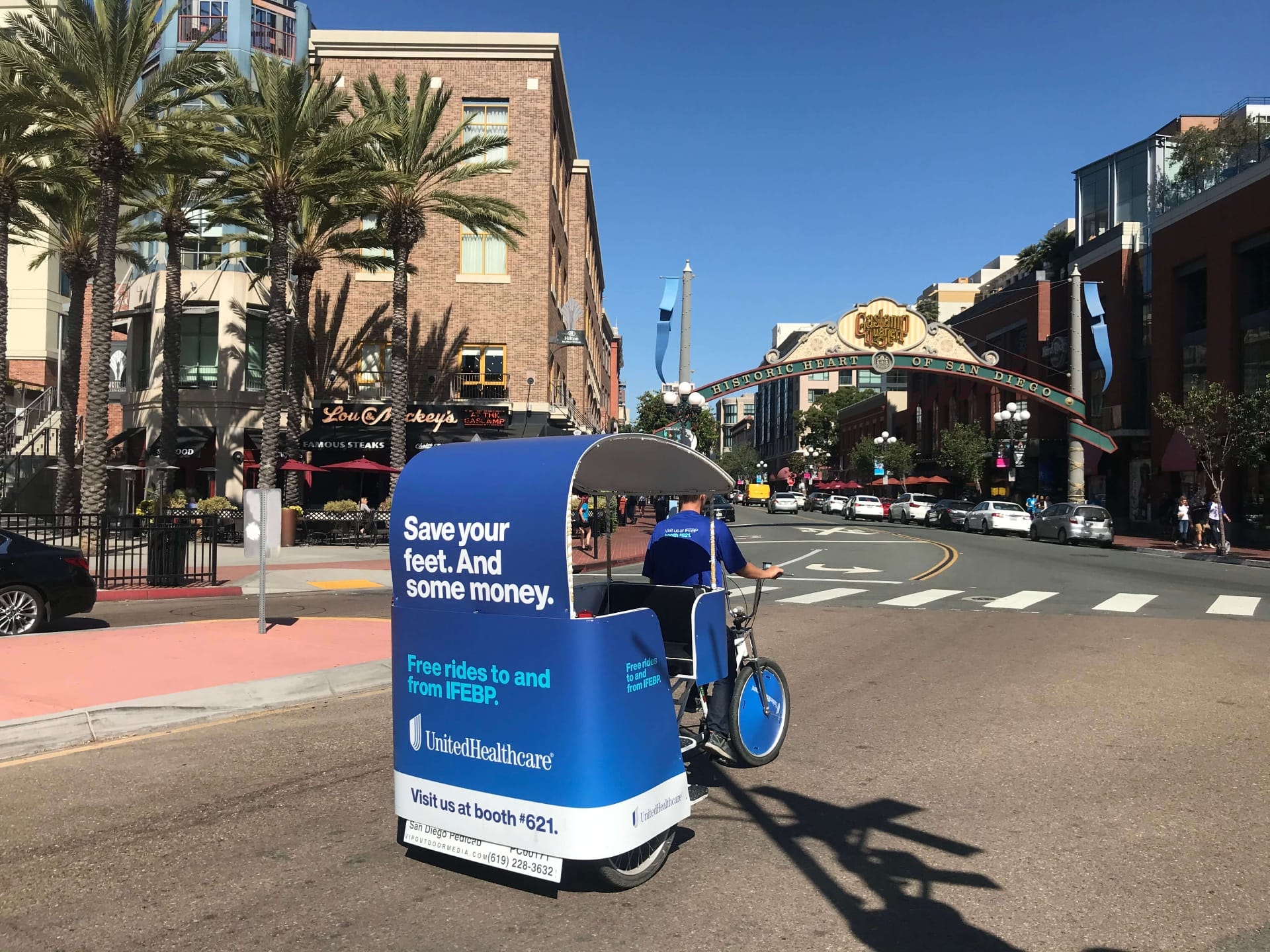 UnitedHealthcare branded pedicab wrap at Gaslamp Quarter San Diego